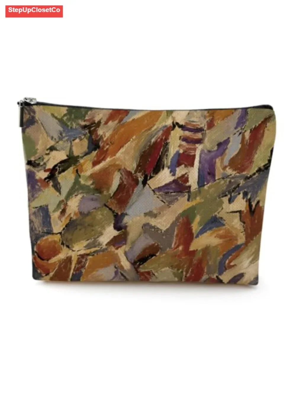 Canvas Makeup Bag with Waterproof Lining, Large Capacity Cosmetic Pouch for